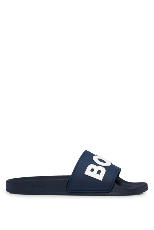 BOSS Mens Kirk Slid Rubber slides with raised logo detail Size