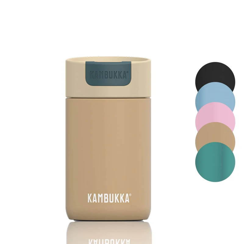 Kambukka Olympus 300ml / 10oz Stainless Steel Travel Mug, Thermal Insulated Coffee Mug for Hot and Cold Beverages, Leak-Proof with Non-Slip Base and Snapclean Technology - Latte