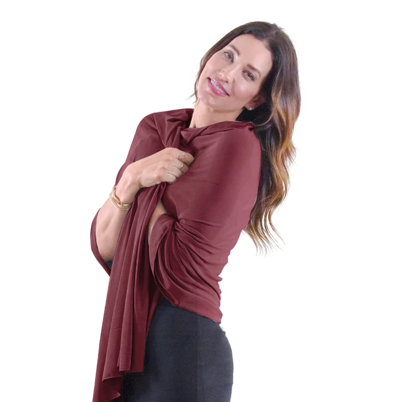 Happyluxe Wayfarer Travel Scarf Wrap, UPF 50+ Shawl Wraps for Women,Travel Must Have, 68 x 35 Inches, Classic Jersey - Cabernet Red, Large