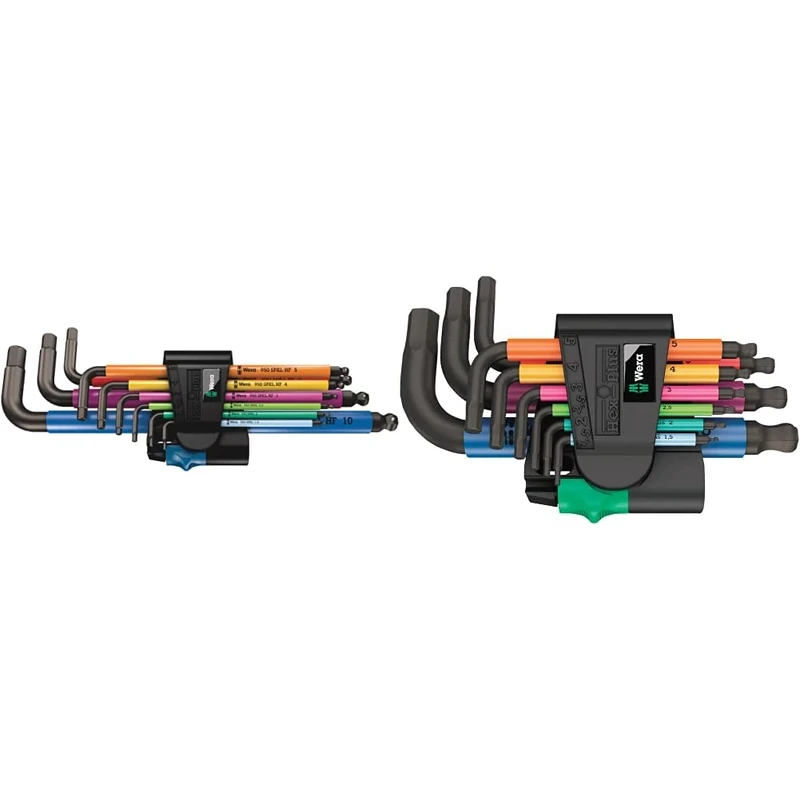 Wera 950 SPKL/9 SM HF Multicolour L-Key Set Metric BlackLaser with HOL & 05133164001 950/9 Hex-Plus Multicolour 2 L-Key Set