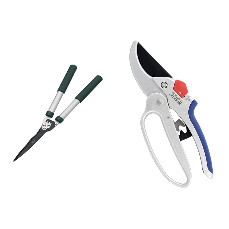 Spear & Jackson Kew Gardens Razorsharp 8170KEW Geared Hand Shears,Green and 6758GS Razorsharp Geared Anvil Secateurs