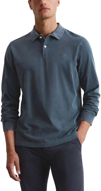 Marc OߴPolo Men's Regular Fit Organic Cotton Long Sleeve Polo Shirt, Blue (Dark Navy), 3XL