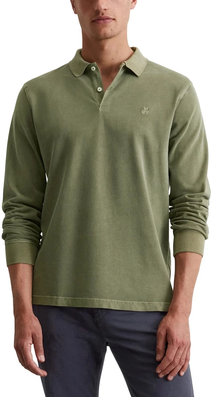 Marc OߴPolo Men's Regular Fit Organic Cotton Long Sleeve Polo Shirt, Green (Olive), S