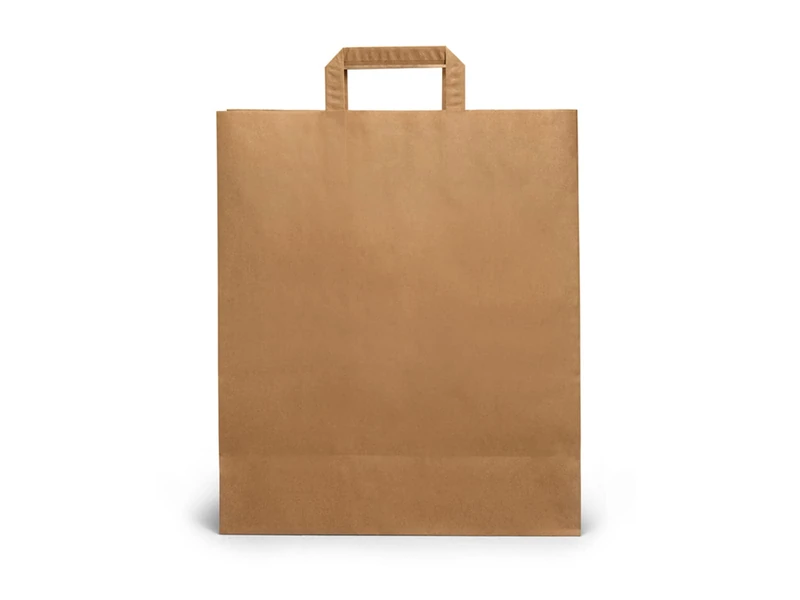 Tessera Bio Products Q322133 Kraft Paper Carry Bag with Reinforced Inner Handles, 32 cm Length, 21 cm Height, 33 cm Width, 250 Pieces - Image 1
