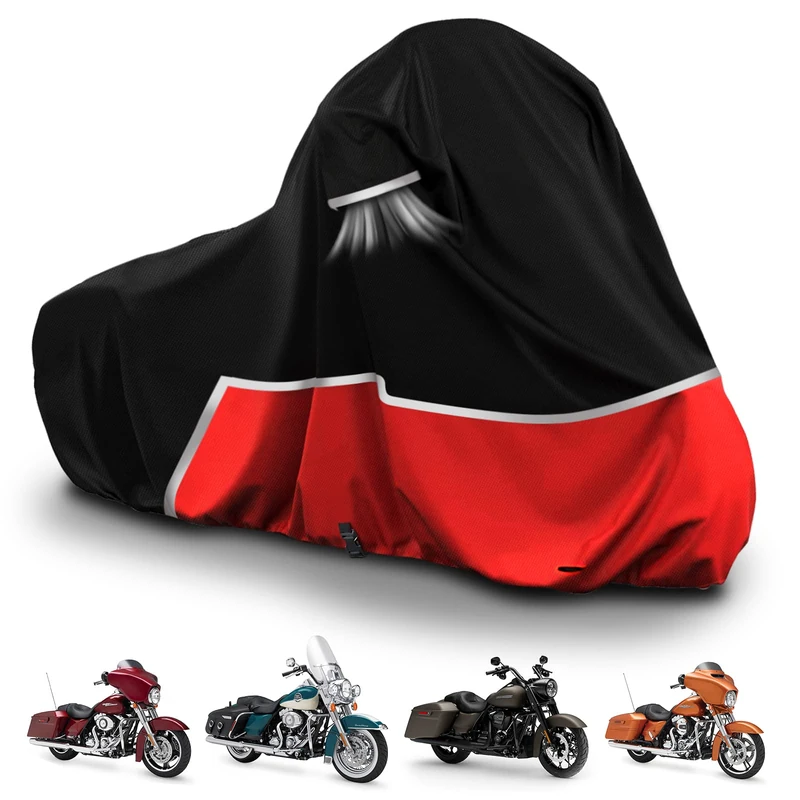 Waterproof Motorcycle Cover Replace for Harley Davidson Touring Models, 420D Oxford Cloth Electra Glide, Road King/Glide, Street Glide, CVO Road/Street Glide Cover for Snow Rain Dust Protection