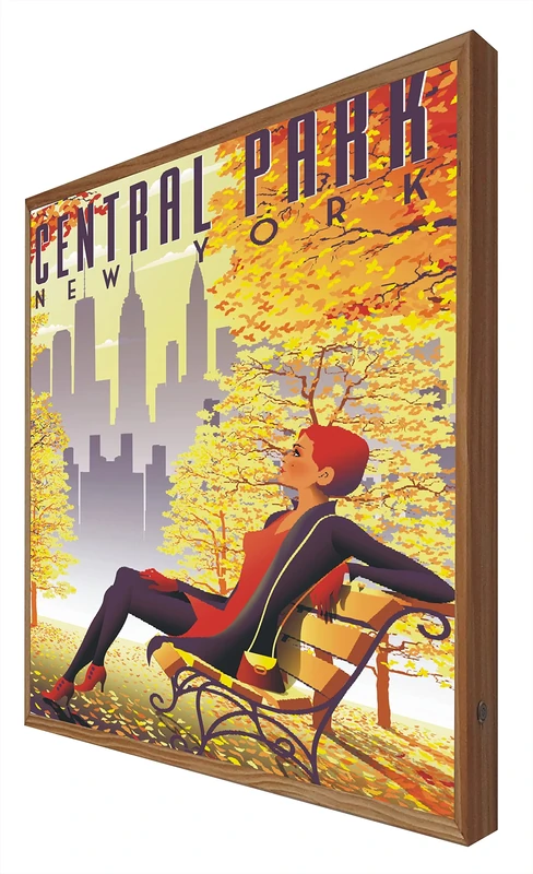 Central Park New York: Travel Series Backlit Wooden Frame