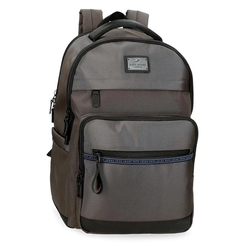 Pepe Jeans Iron Backpack for Laptop Double Compartment Adaptable 15.6" Gray 31x44x15 cms Polyester with Synthetic Leather details 20.46L