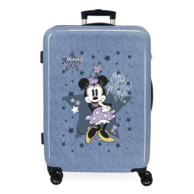 Disney Minnie Style Medium Suitcase Blue 48x68x26 cm Rigid ABS Integrated TSA Closure 70L 3 kgs 4 Double Wheels