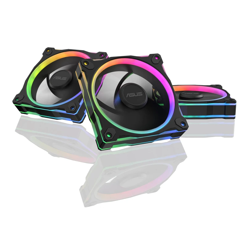 ASUS Prime MR120 ARGB fan triple pack (120mm PWM case fan, 20 ARGB LEDs, 1600RPM fan speed, 58CFM airflow, 28mm thick frame, Aura Sync)