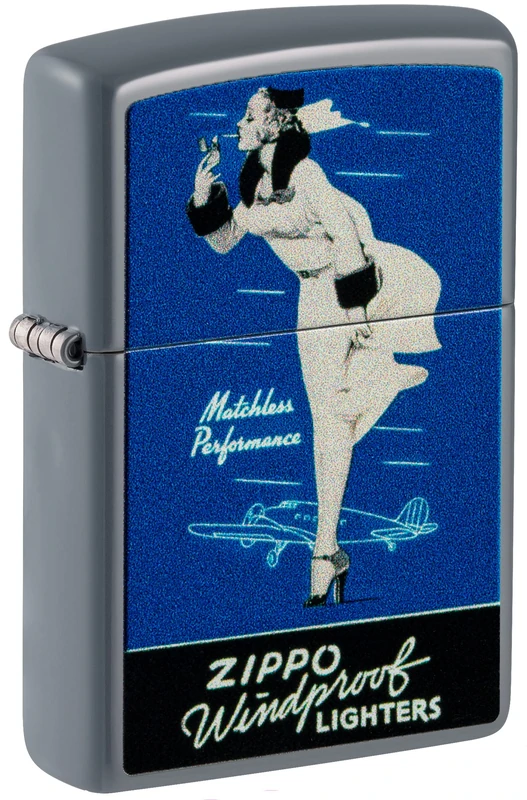 Zippo Since Founder Set Storm Lighter, Colorful Printing, Refillable, Windproof Design, Gift Box, Made in USA, Grey (Flat Grey) - Image 1