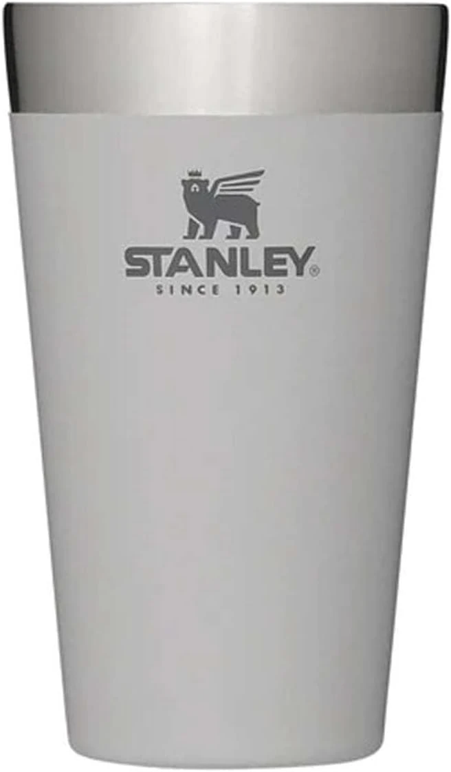 STANLEY Adventure Stacking Beer Pint 0.47L - Travel Mug Keeps Drinks Cold for 4 Hours - Stainless Steel Thermal Cup - Stacks Infinitely - Double Wall Vacuum Insulation - Dishwasher Safe - Ash