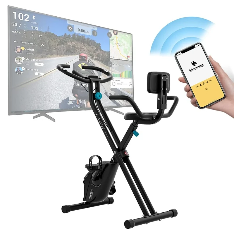 Bluefin Fitness Tour Lite Exercise Bike | Exercise Bike Home Use | Fitness Home Training | Kinomap Compatible | Foldable Home Bike | Console | Magnetic Resistance Exercise Bike | Folding Bike, Grey