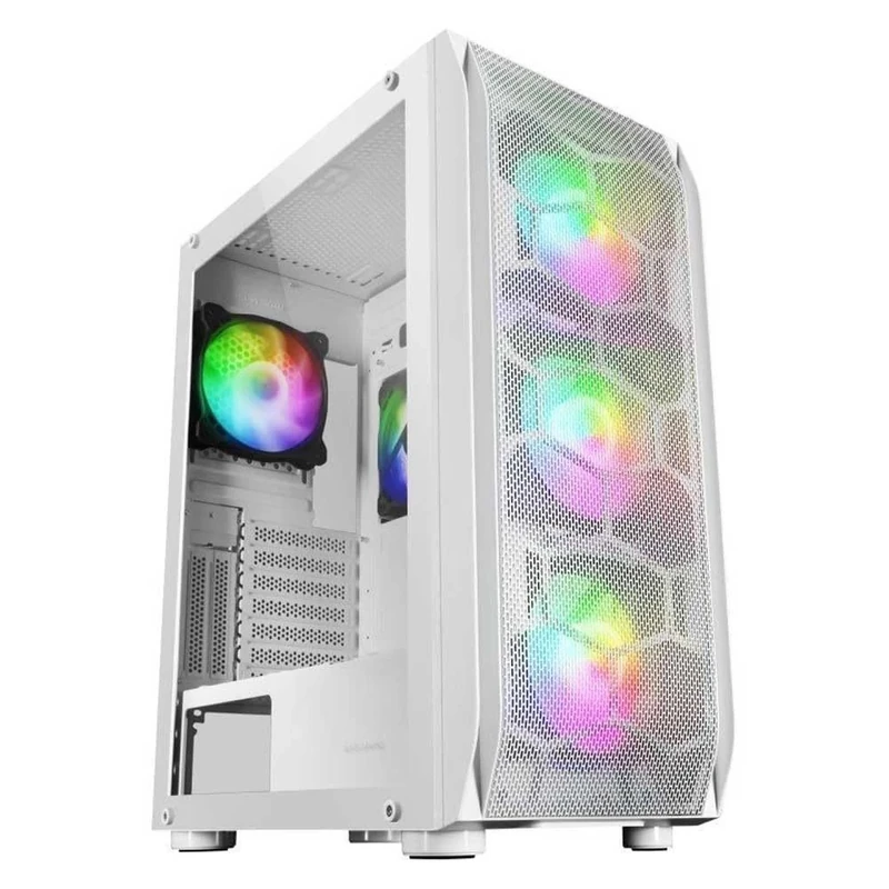 Mars Gaming MC-KX White, Premium E-ATX Gaming Tower, FREEZER CPU System, 5 Ultra-quiet ARGB Fans, ARGB Controller and RF Controller, Mesh Front