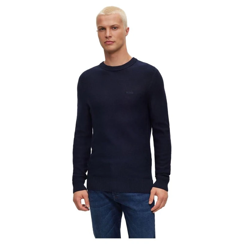 BOSS Mens Avac C Wool-Blend Regular-fit Sweater with Embroidered Logo