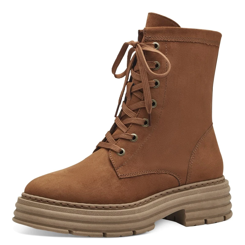 MARCO TOZZI Women's 2-25287-41 Lace Boot Flat, Nut, 5.5