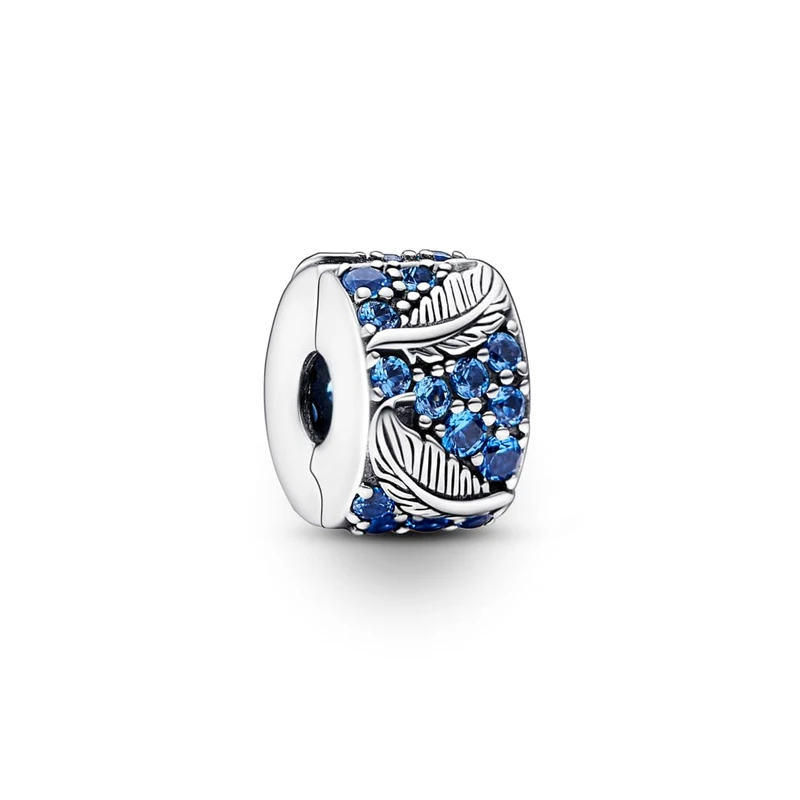 Pandora Moments Feather sterling silver clip with night blue crystal - Image 1