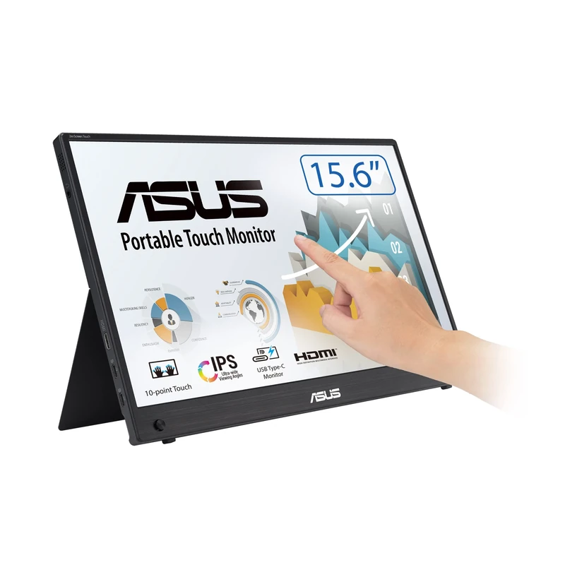 ASUS ZenScreen Touch Portable Gaming Monitor 15.6" 1080P FHD (MB16AHT) - IPS USB-C & HDMI, 10-point Touch w/Kickstand Built-in External For Laptop PC Phone Switch