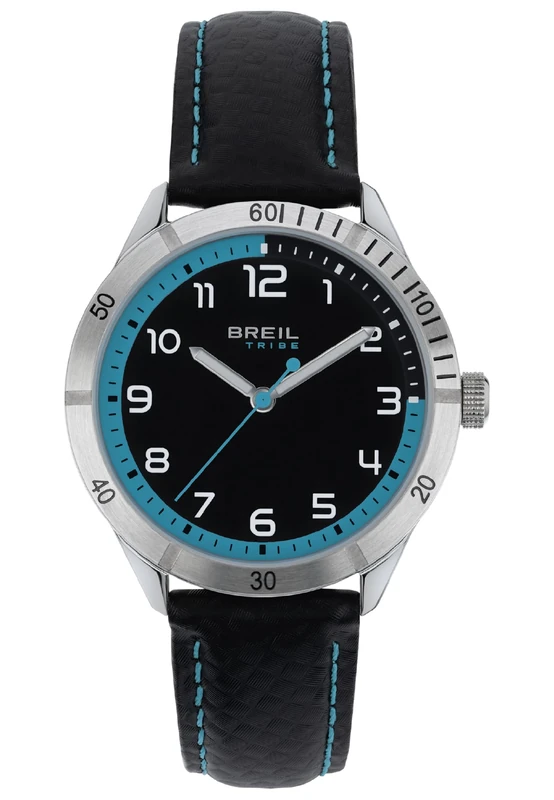 Breil - Mate Steel Watch for Men, Black/Turquoise, Standard Size, Strap.