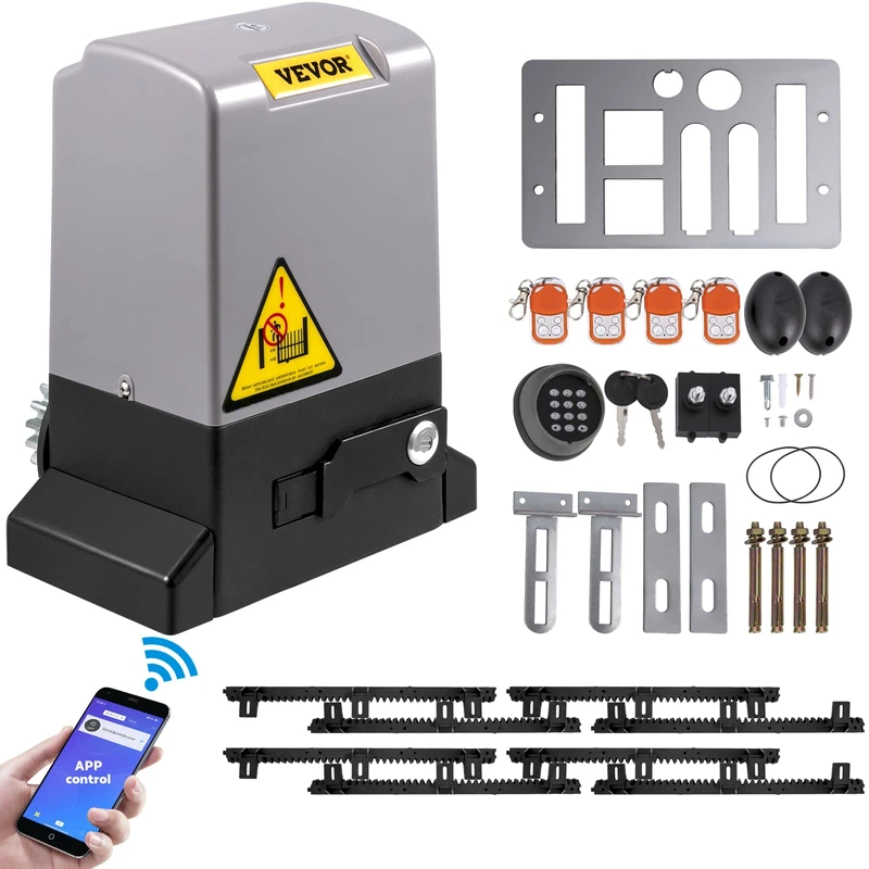 VEVOR Sliding Door Opener 1800 kg Automatic 4 m with 4 Remote Controls and APP Control Electric Gate Operator for Hall Roll Up Security System for Gate Operator