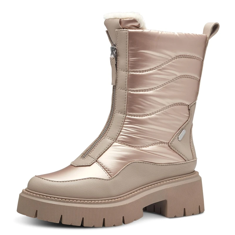 MARCO TOZZI Women's 2-26449-41 Warmlined Lace Boot, Taupe Met.Comb, 5