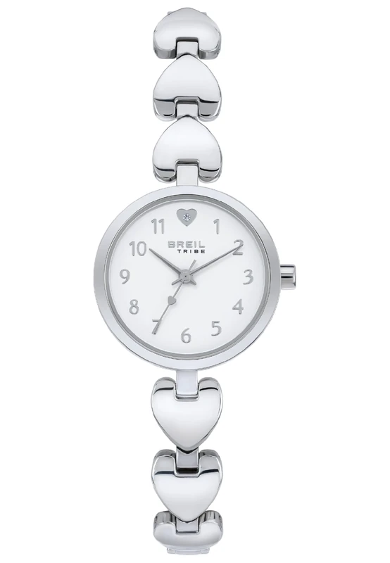Breil Bt Heart Women's Wrist Watch with Silver Stainless Steel Bracelet Case Diameter: 28 mm EW0629, Steel-White, Bracelet
