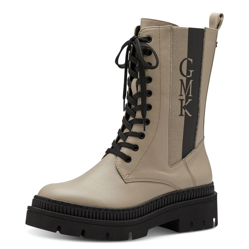 MARCO TOZZI Women's 2-85208-41 Lace Boot Flat, Taupe Comb, 3.5