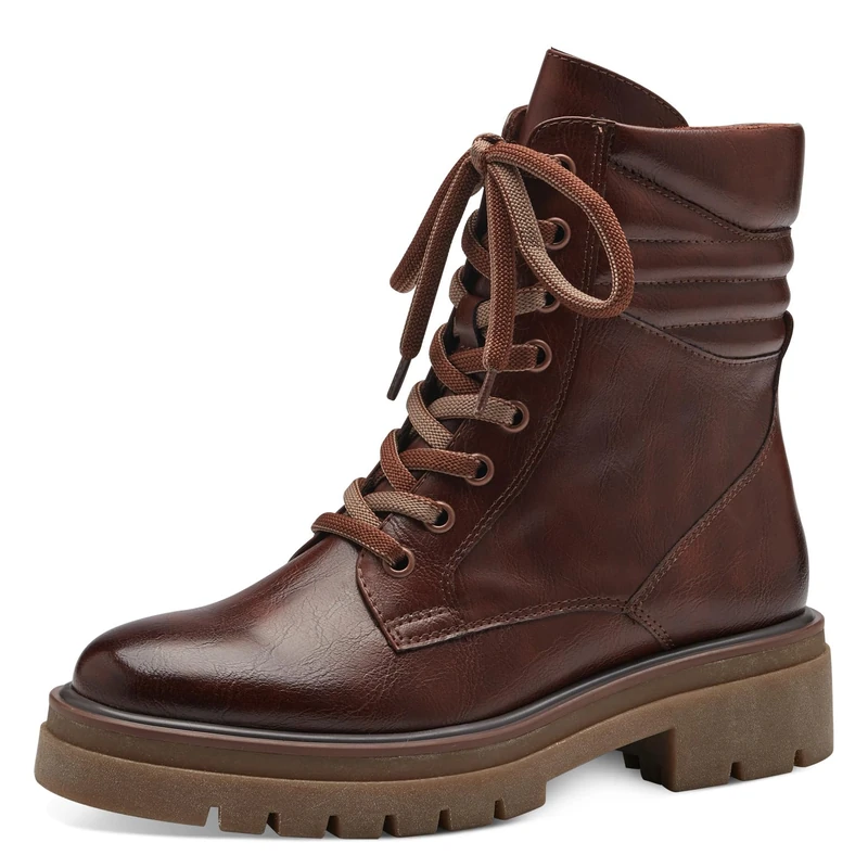 MARCO TOZZI Women's 2-25292-41 Lace Boot Flat, Chestnut, 5.5