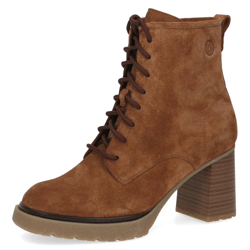 CAPRICE women's lace-up leather ankle boots with block heel, Brown (Cognac Suede), 6.5 UK - Image 1