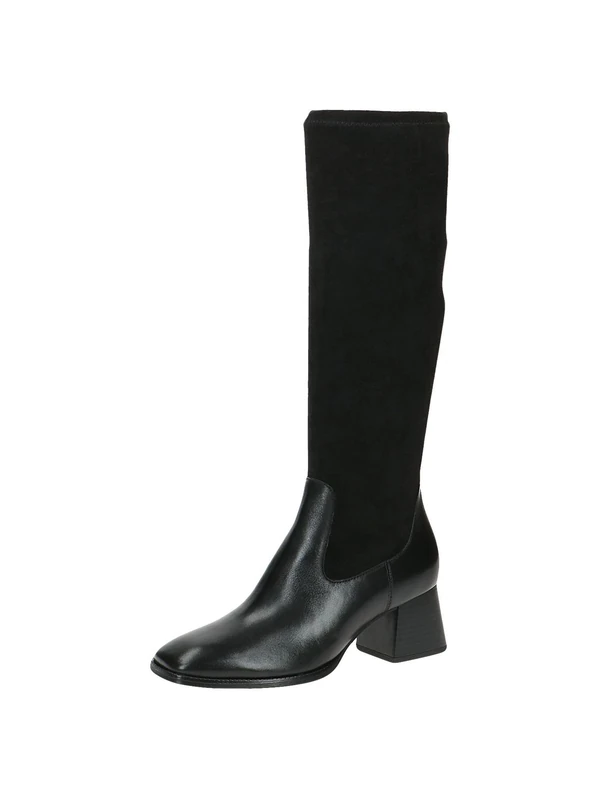 CAPRICE Women's high boots with heel made of leather knee-high Width G, Black (Black Comb), 4 UK