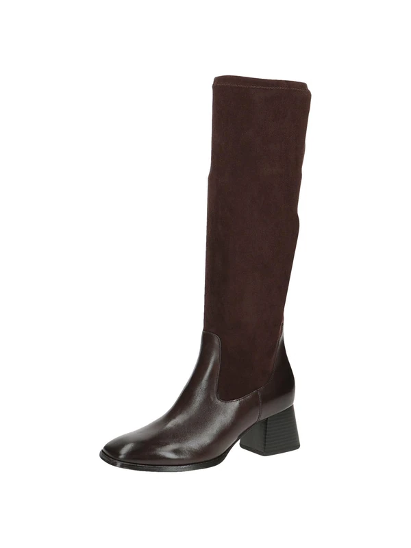 CAPRICE Women's high boots with heel made of leather knee-high Width G, Brown (Dk Brown Comb), 6 UK