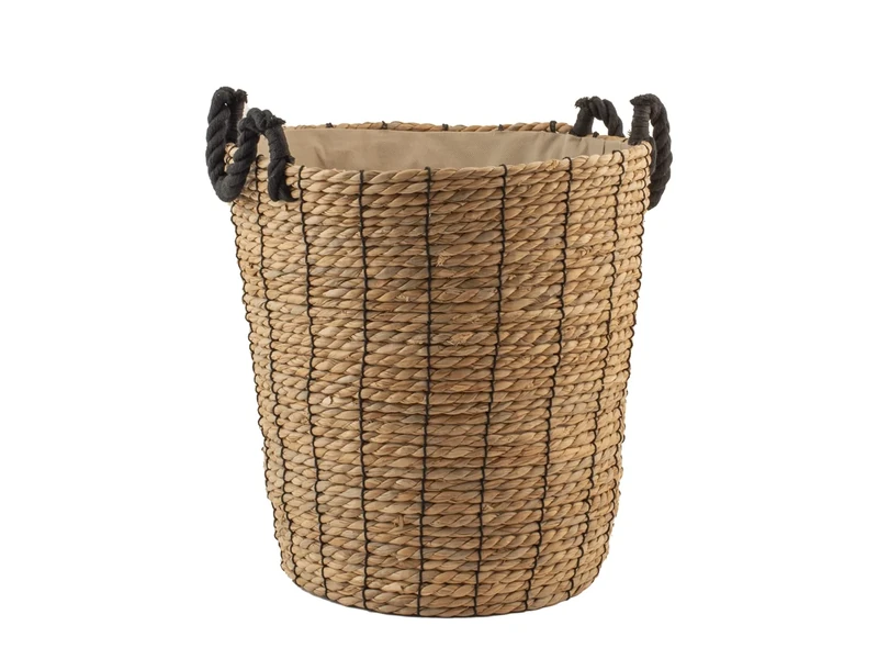 H&H Seagrass Basket with Black Cotton Handles 40x40hcm