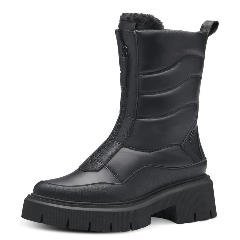 MARCO TOZZI Women's 2-26449-41 Warmlined Lace Boot, Black Met.Comb, 6.5