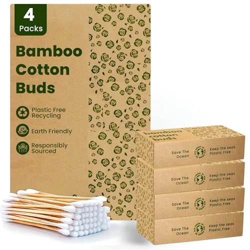 Bamboo Cotton Buds | 100% Eco-Friendly Biodegradable | Ear Buds Cotton | Cotton Wool Buds | Recycled Plastic Free Packaging