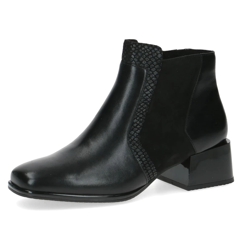 CAPRICE Women's ankle boots with heel in leather low heel Width G, Black (Black Comb), 4 UK