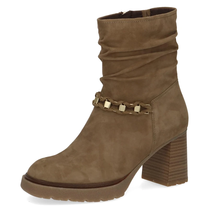 CAPRICE Women's ankle boots with heel made of suede Block heel Width G, Green (Olive Suede), 6.5 UK