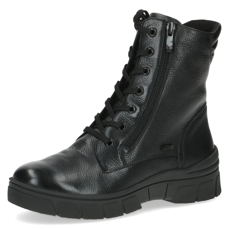 CAPRICE women's winter lace-up ankle boots leather water-repellent, Black (Black Nappa), 5 UK