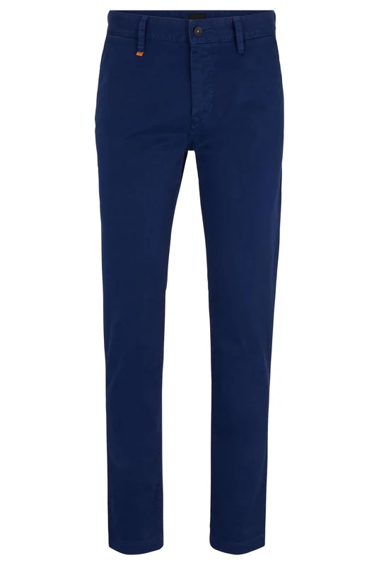 BOSS Mens Schino-Taber-1 D Tapered-fit Trousers in Stretch-Cotton Satin