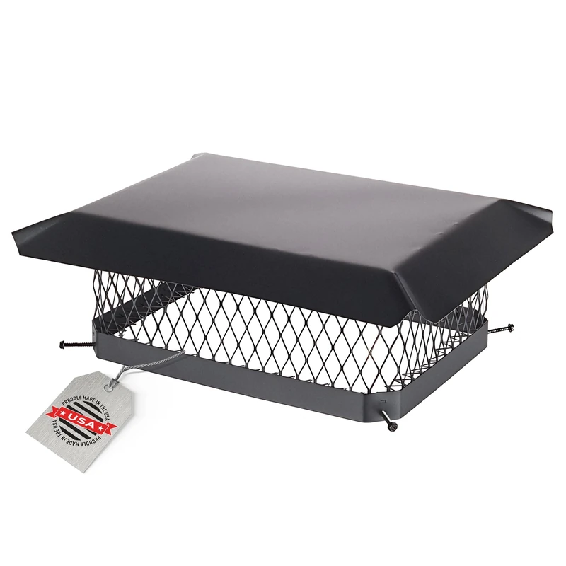 HY-GUARD Galvanized Steel Chimney Cover - HY-C Black Chimney Cap, Single Bolt-On Chimney Fireplace Cover, Chimney Flue Cover To Fit On Existing Flue Tiles, Chimney Vent Cap With Hood Plate (13" x 18")