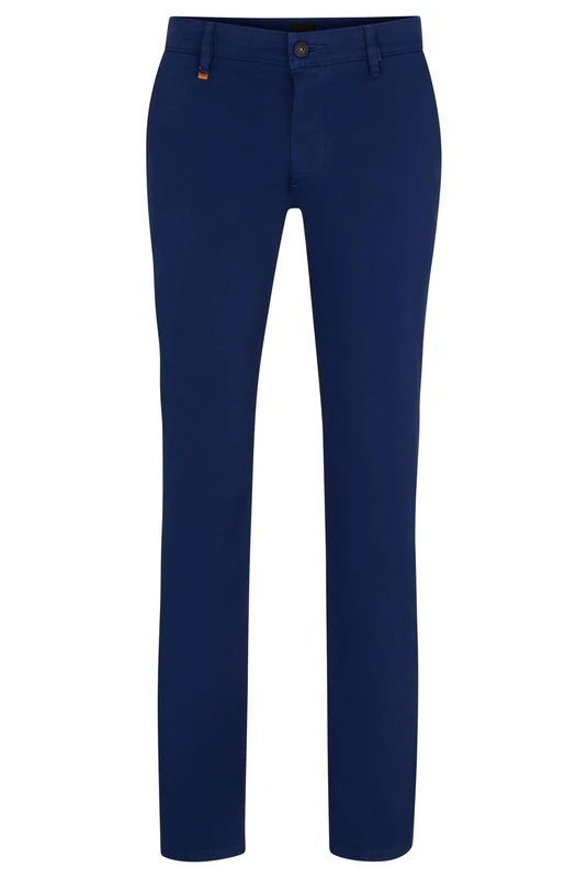 BOSS Mens Schino-Slim D Slim-fit Trousers in Stretch-Cotton Satin