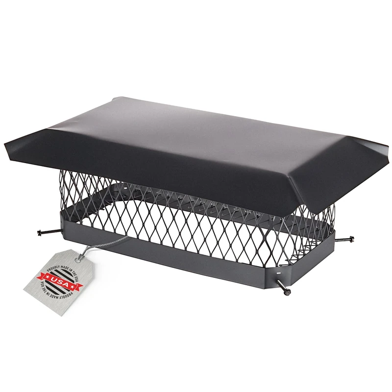HY-GUARD HG918 Single Bolt On Galvanized Steel Chimney Cover, Mesh Size 3/4", Fits Outside Existing Clay Flue Tile, Black