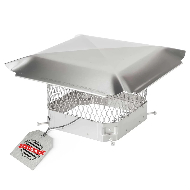 HY-GUARD HGSS99 Single Bolt On Galvanized Steel Chimney Cover, Mesh Size 3/4", Fits Outside Existing Clay Flue Tile, 9" x 9", Stainless Steel