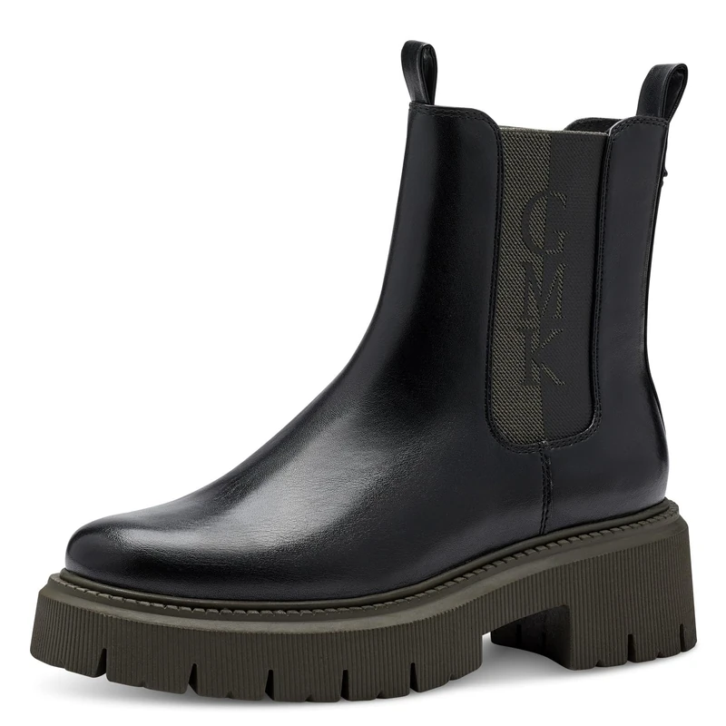 MARCO TOZZI Women's 2-85402-41 Chelsea, Black/Khaki, 5.5