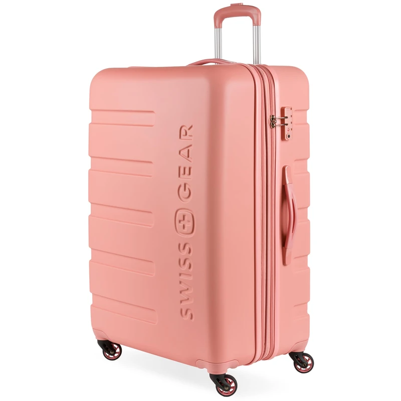 SwissGear 7366 Hardside Expandable Luggage with Spinner Wheels, Coral Almond, Checked-Medium 23-Inch, 7366 Hardside Expandable Luggage with Spinner Wheels