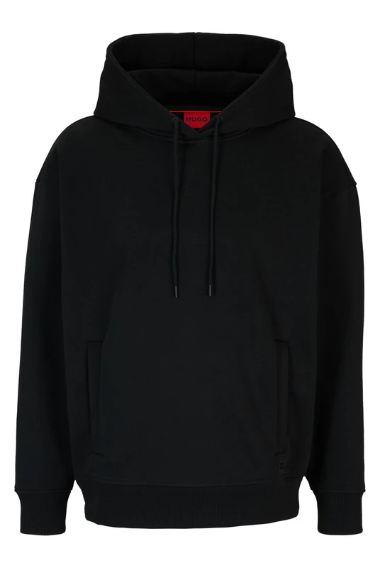 HUGO Mens Dplanet Cotton-terry hoodie in a relaxed fit Black