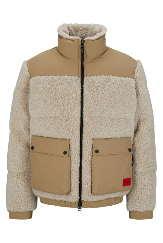 HUGO Mens Beddy2341 Regular-fit Jacket in Mixed Materials