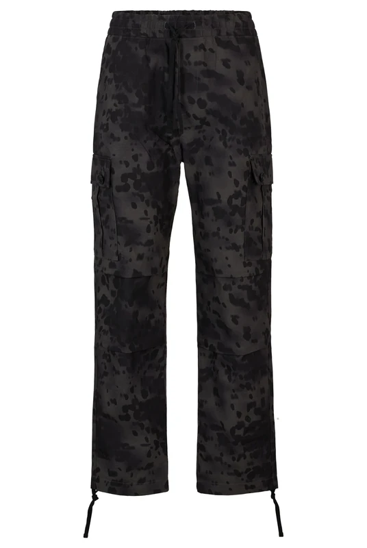 HUGO Mens Garlo233 Regular-fit Cargo Trousers in Dalmatian-Print Cotton Grey