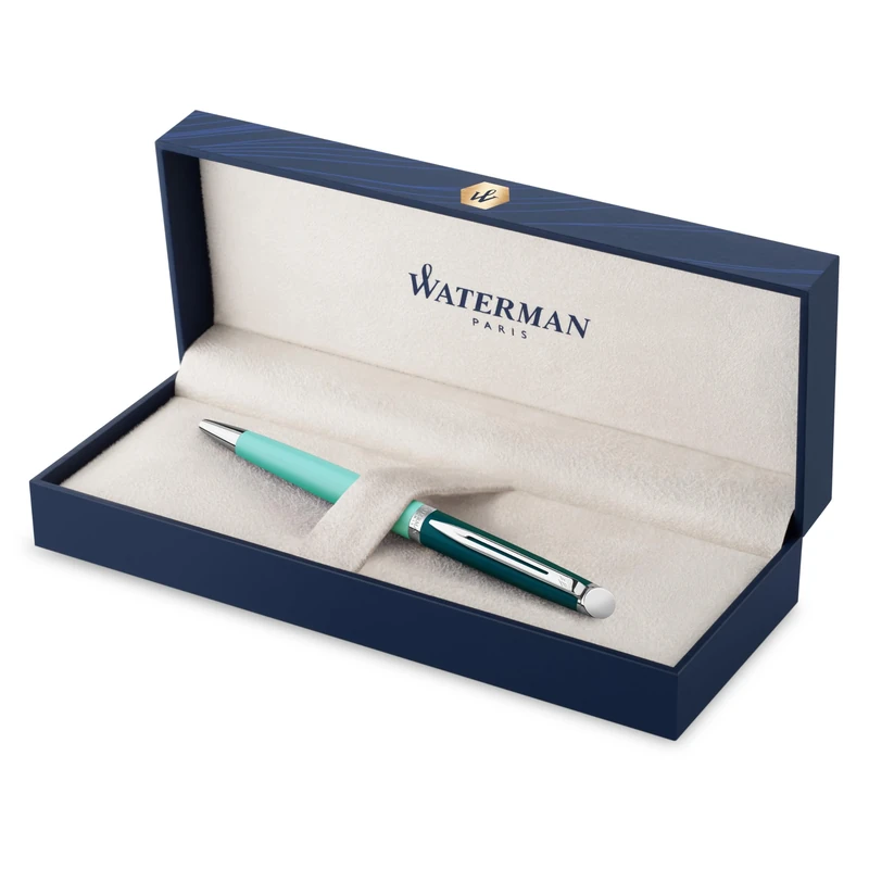Waterman Hémisphère Ballpoint Pen | Metal & Green Lacquer with Palladium Trim | Medium Point | Medium Point Blue Ink | Gift Box