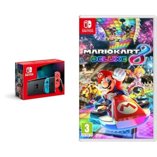 Nintendo Switch Neon Red/Blue Console & Mario Kart 8 Deluxe