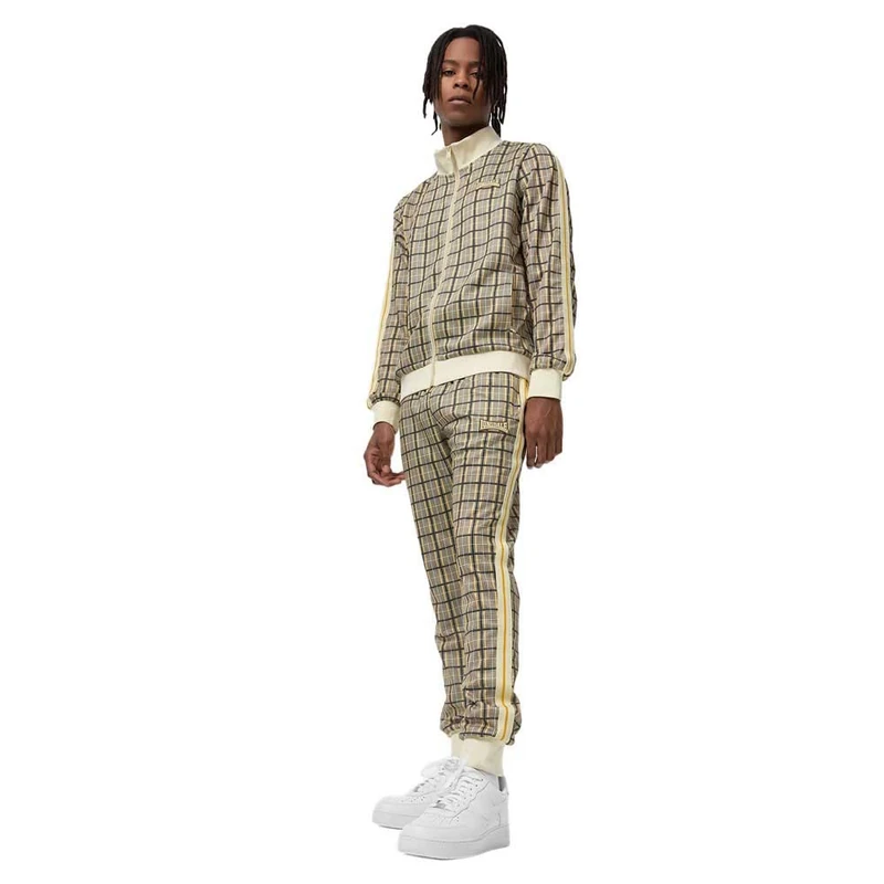 Lonsdale Men's Seabrook Tracksuit, Yellow/Brown/Ecru, S