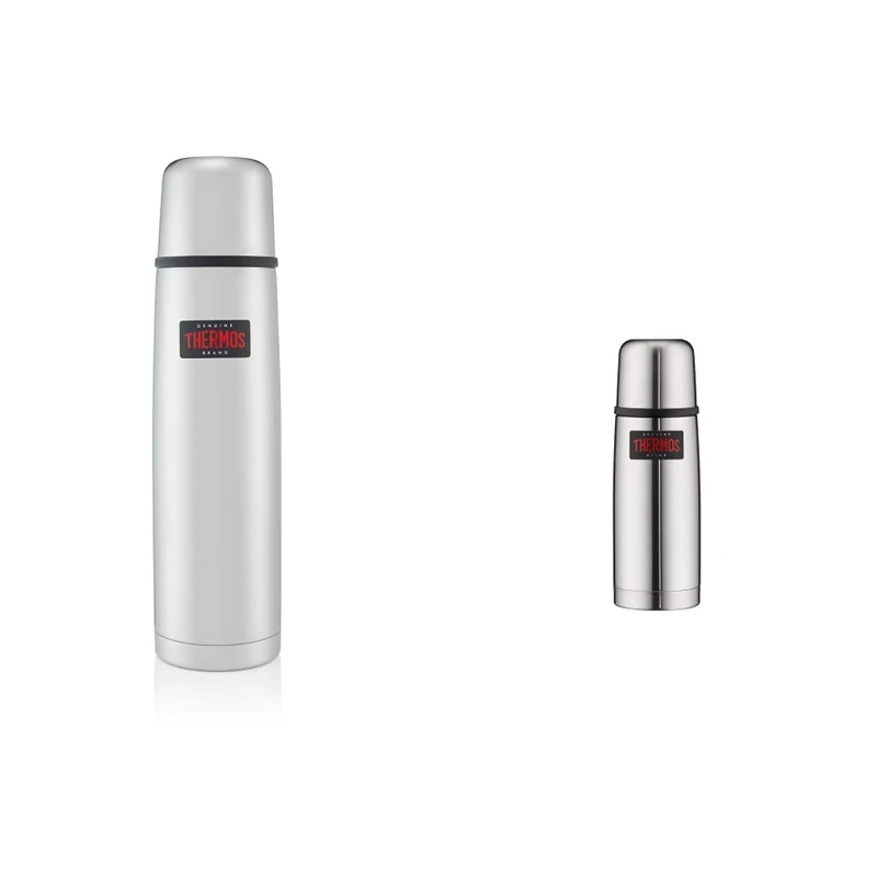 Thermos 184137 Light and Compact Flask, Stainless Steel, 1.0 L & 0.35 Litre Light and Compact Stainless Steel Flask